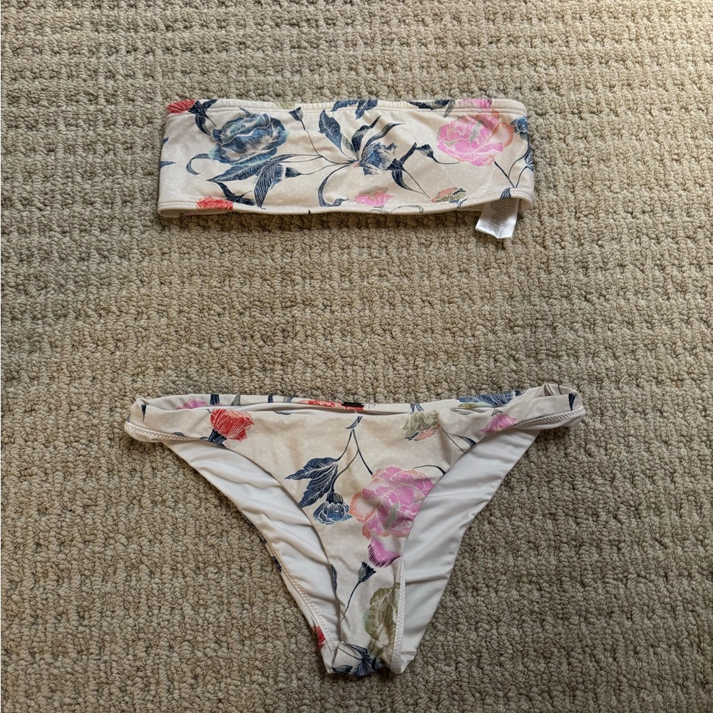 O'Neill Floral Bikini with Blue and Pink Accents
